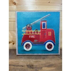 Fire Engine by Simon Hart Nursery Canvas Art Poster 10"x10" Children's Room Deco